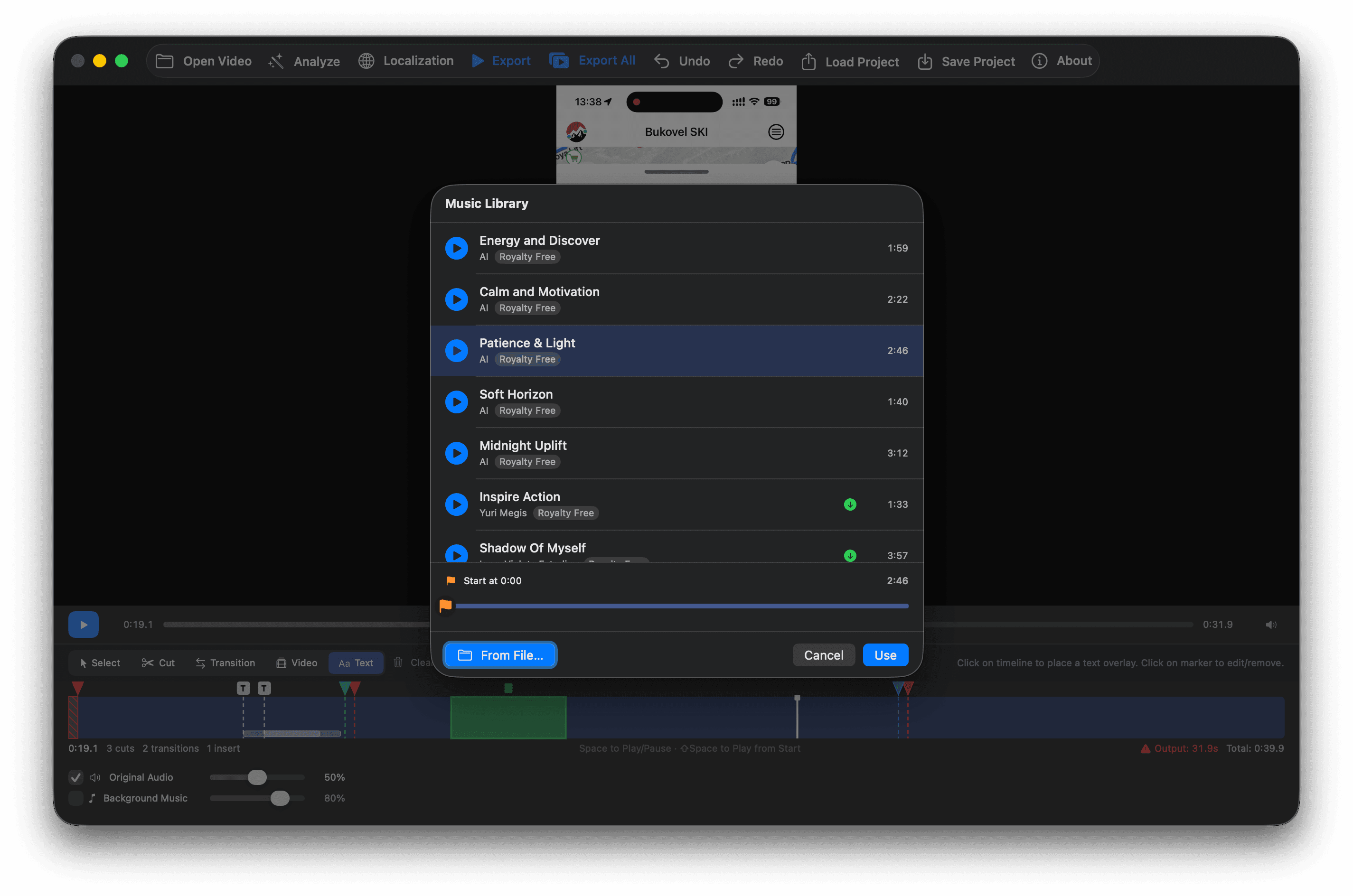 App Store Preview Studio for macOS — background music
