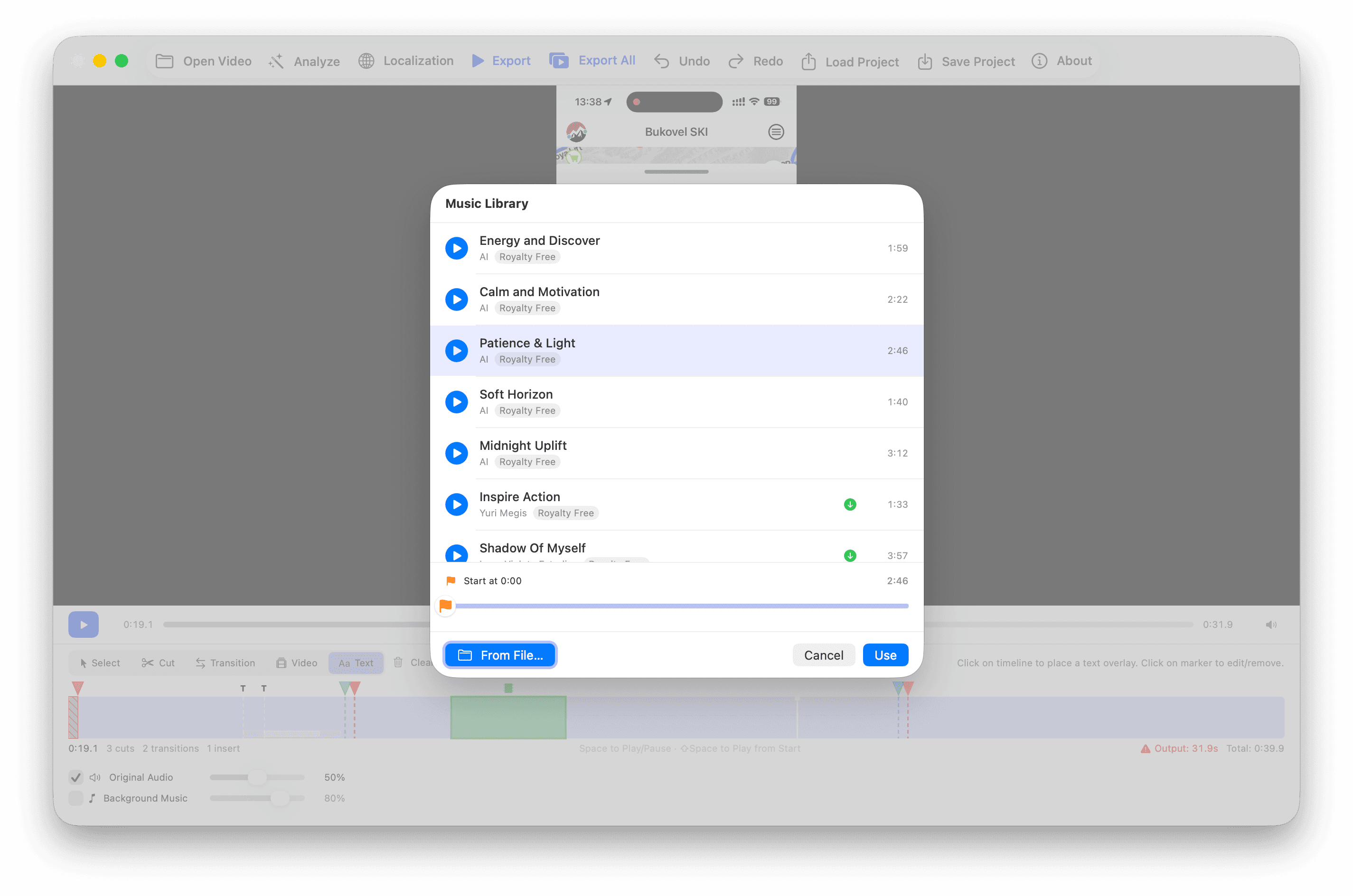 App Store Preview Studio for macOS — background music